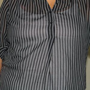 Black and white pinstripe sheer dress shirt, Walmart